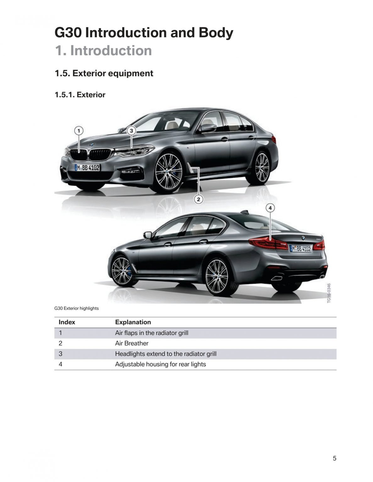 BMW 5 Series G30 OEM Technical Training Product Information Manuals