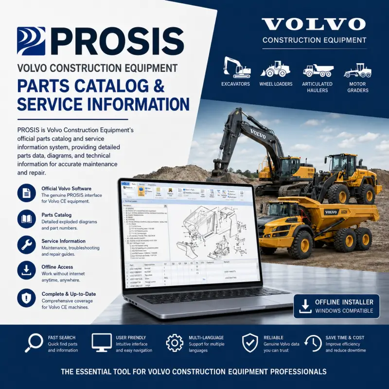 Volvo PROSIS Construction Equipment Offline Parts Catalog & Service Information Volvo PROSIS offline parts catalog and service information software for Volvo construction equipment