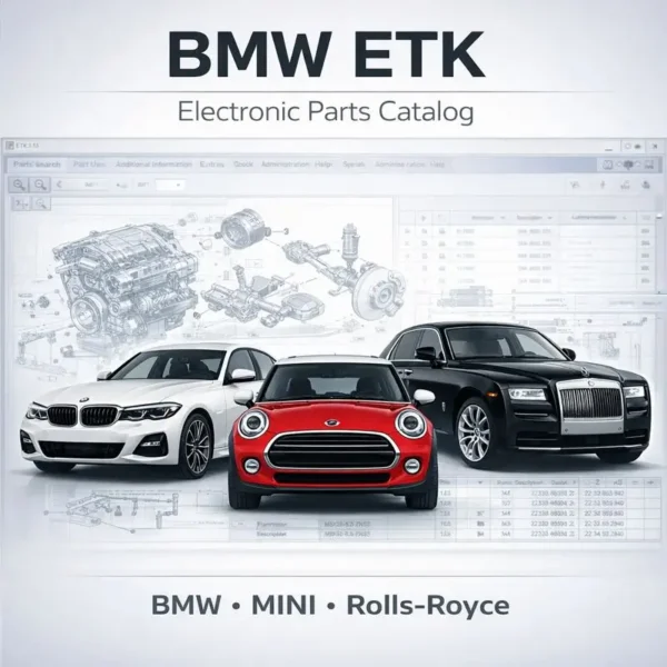 BMW ETK EPC electronic parts catalog showing BMW MINI and Rolls-Royce models