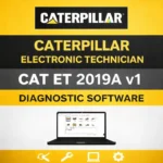 Caterpillar CAT ET 2019A v1 diagnostic software packaging showcasing ECM service and engine troubleshooting tool