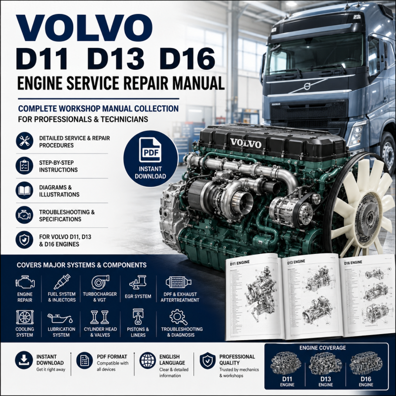 volvo-d11-d13-d16-engine-service-repair-manual Volvo D11 D13 D16 Engine Service Repair Manual – Truck Workshop PDF - Image 1