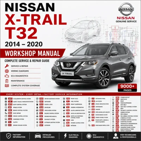 Nissan X Trail T32 complete workshop manual service repair wiring diagrams ECU diagnostics guide