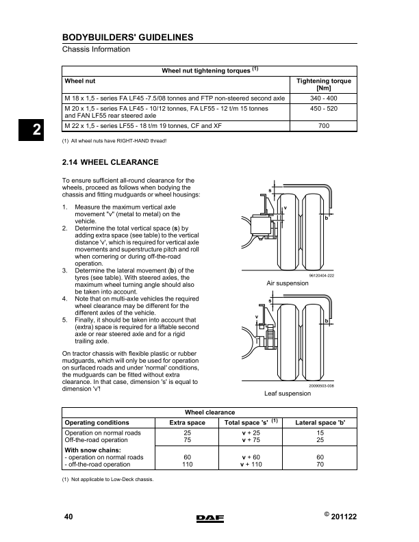 DAF LF CF XF105 Series Bodybuilder Guidelines Manual
