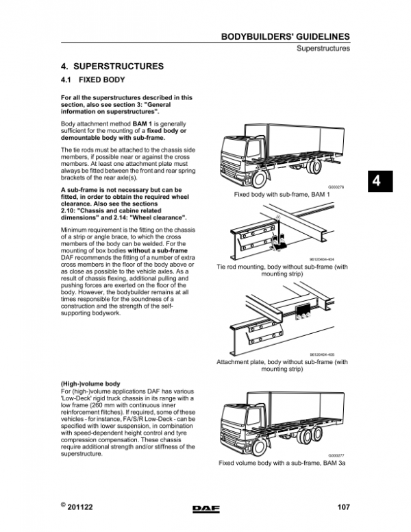 DAF LF CF XF105 Series Bodybuilder Guidelines Manual