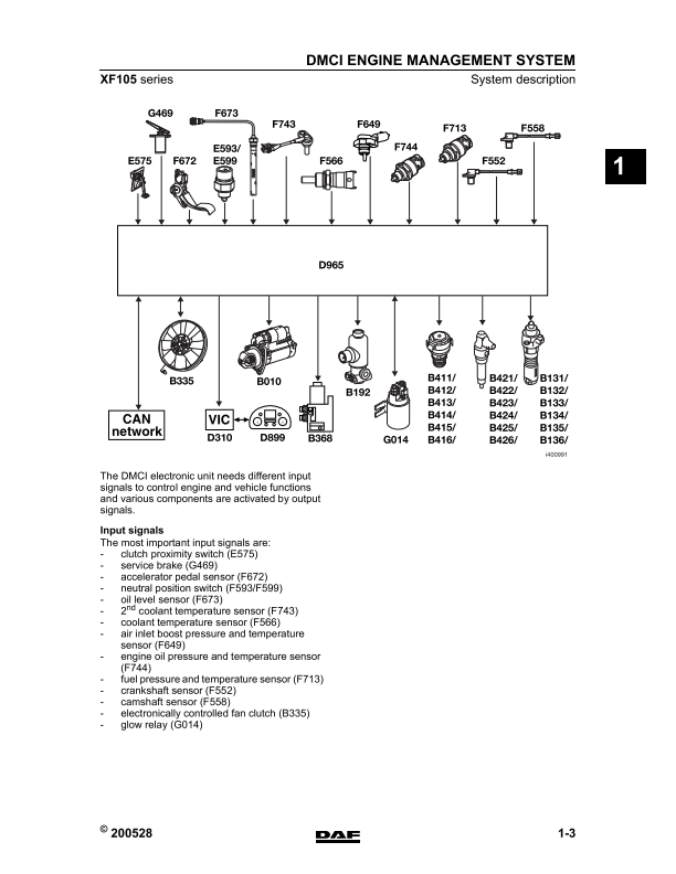 DAF XF105 System and Component Information (DMCI) Manual