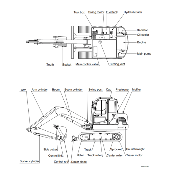 Hyundai Crawler Excavator R55-7 Service Repair & Operating Manual