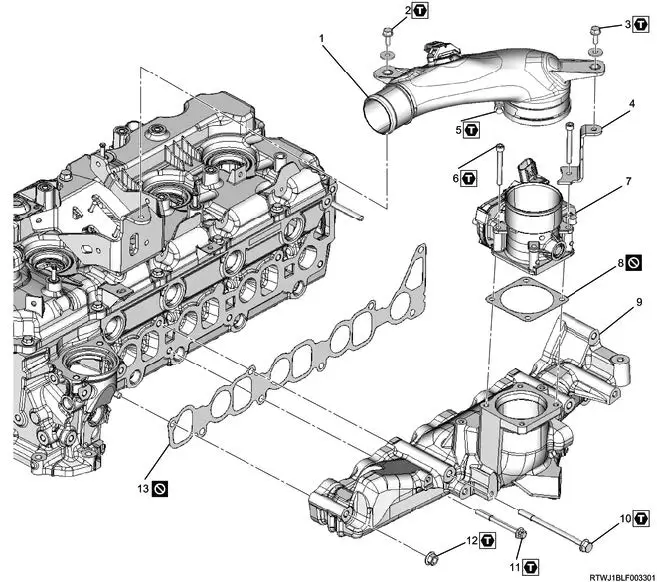 ISUZU MU-X & D-MAX 2017–2019 Workshop Service Repair Manual Inlet Manifold Installation (4JJ1 without DPD)