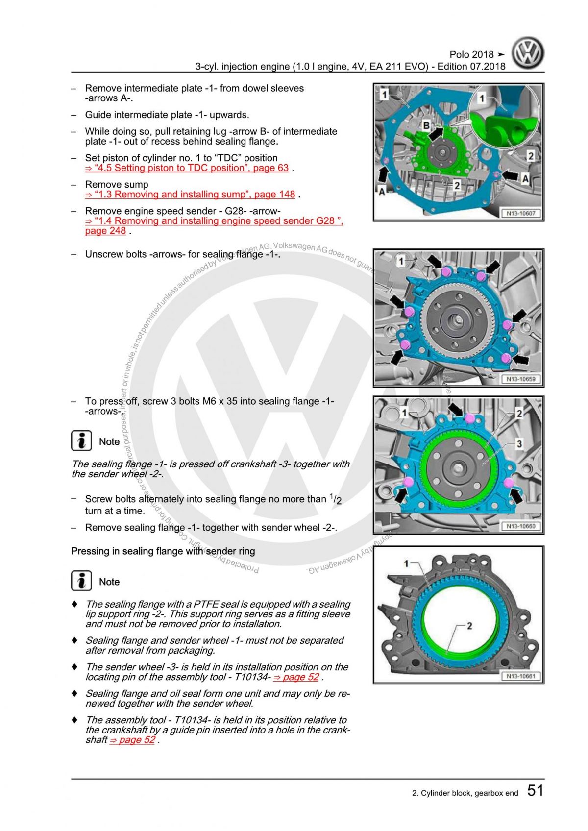 VW 3-cyl. injection engine (1.0 l engine, 4V, EA 211 EVO) OEM Workshop Manual
