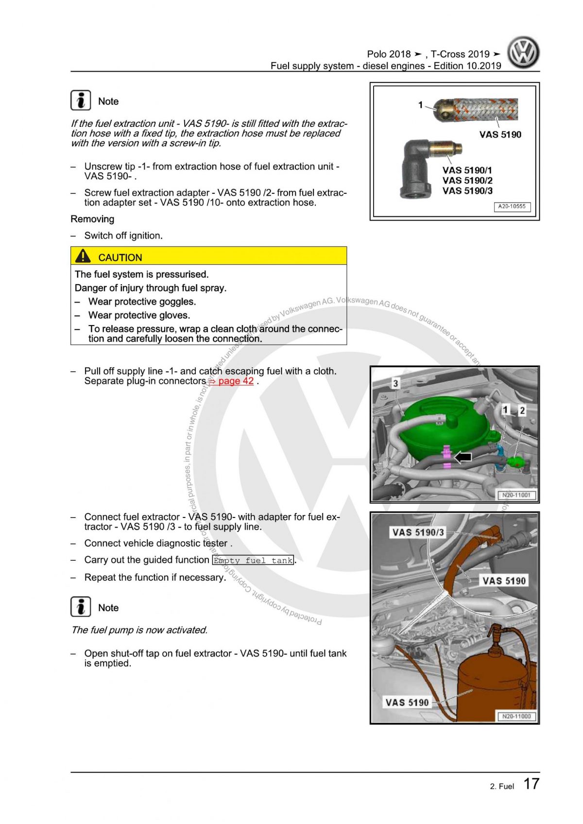 VW Diesel Engines Fuel Supply System OEM Workshop Manual