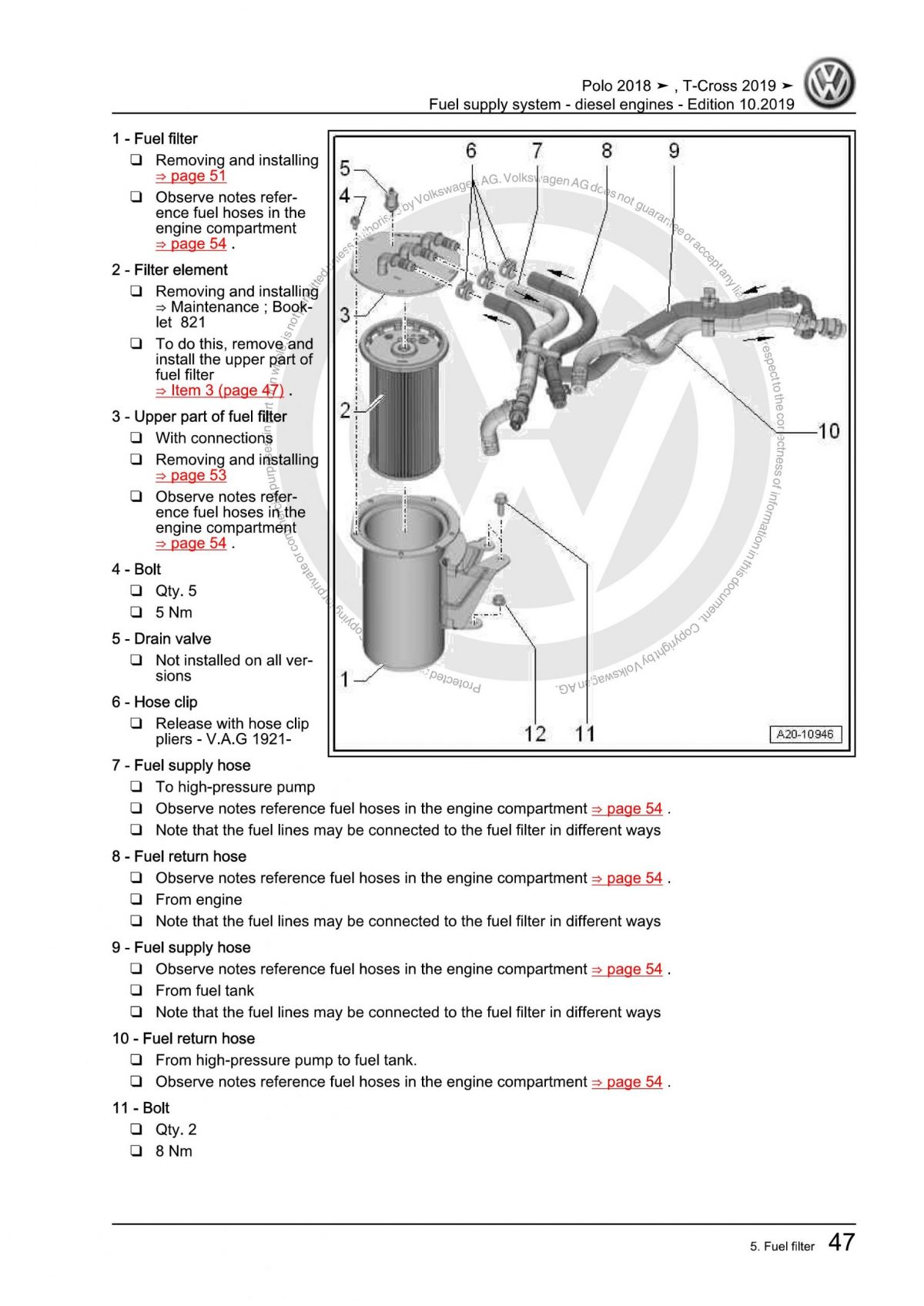 VW Diesel Engines Fuel Supply System OEM Workshop Manual