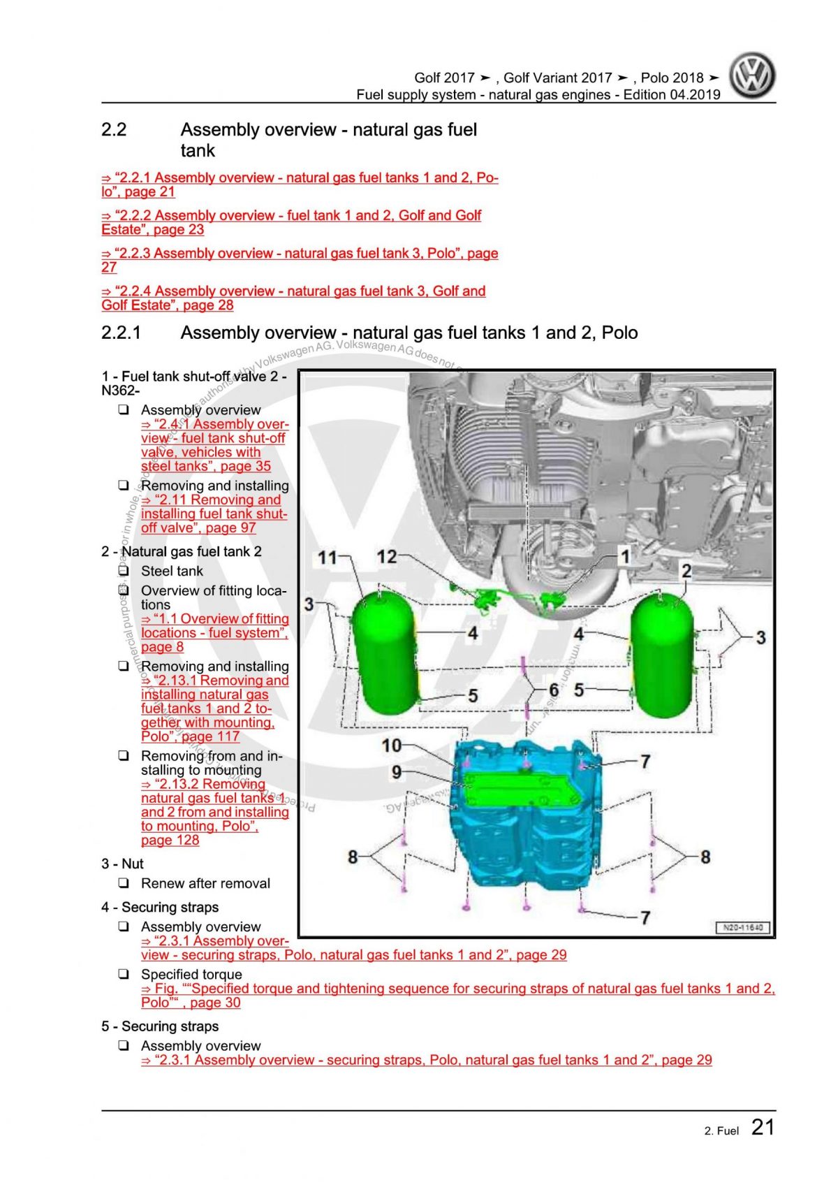 VW Natural Gas Engines Fuel Supply System OEM Workshop Manual