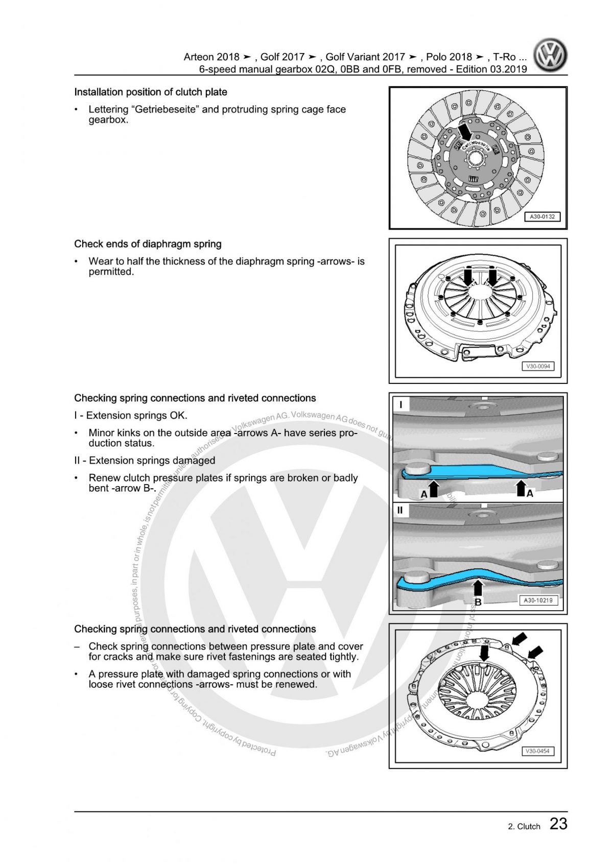 VW 6-Speed Manual Clutch Gearbox 02Q 0BB 0FB OEM Workshop Manual