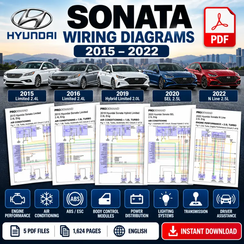 Hyundai Sonata Wiring Diagram Manual 2015-2022 Hyundai Sonata wiring diagram manual 2015 2016 2019 2020 2022 electrical schematics