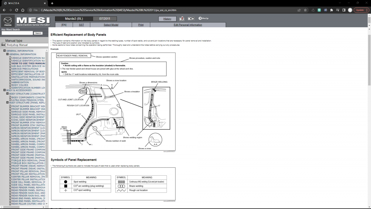 Mazda3 (BL) Electronic Service Information (MESI)