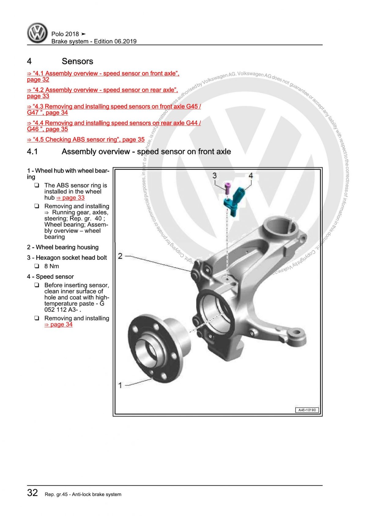 VW Polo Brake System OEM Workshop Manual