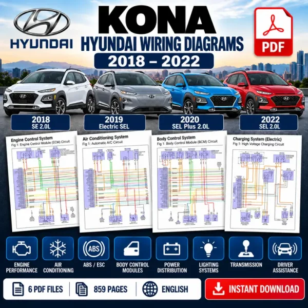Hyundai Kona and Kona Electric wiring diagram manuals 2018 2019 2020 2022 electrical schematics