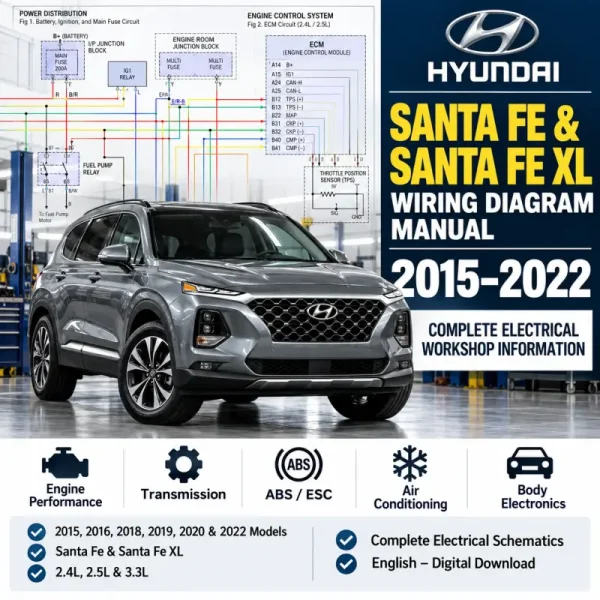 Hyundai Santa Fe and Santa Fe XL wiring diagram manual 2015-2022 electrical schematics