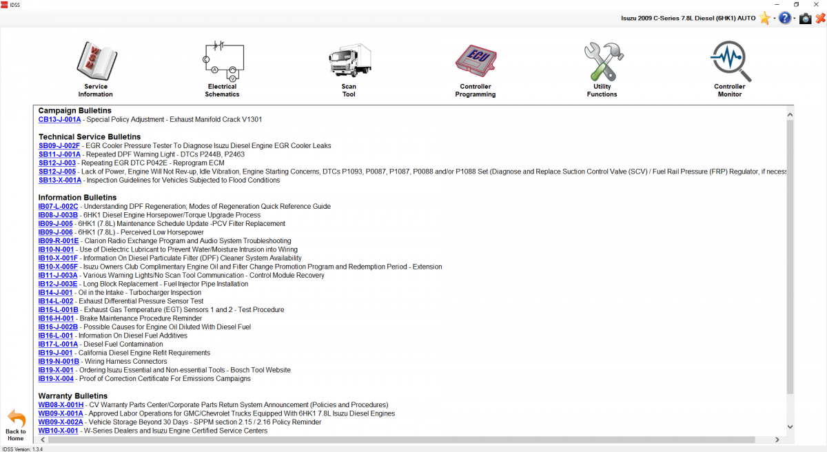 Isuzu Diagnostic Service System (US-IDSS) Software 2.2023 Release For Isuzu North America Market