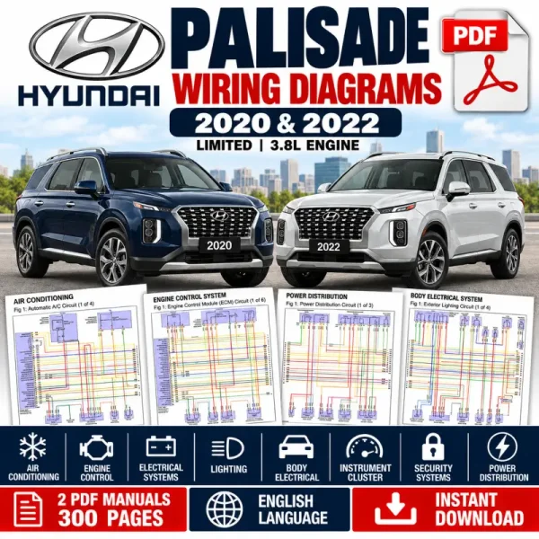 Hyundai Palisade Limited 3.8L wiring diagram manuals for 2020 and 2022
