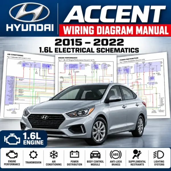 Hyundai Accent wiring diagram manual 2015 2016 2018 2019 2020 2022 1.6L electrical schematics