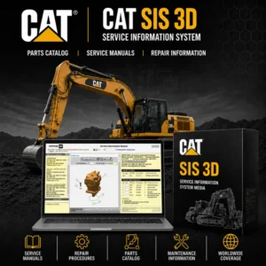 CAT SIS 3D Service Information System with Caterpillar excavator, parts catalog, and service manual interface