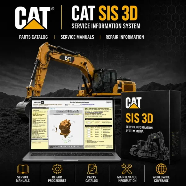 CAT SIS 3D Service Information System with Caterpillar excavator, parts catalog, and service manual interface