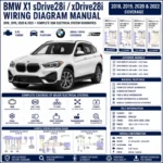 BMW X1 sDrive28i and xDrive28i F48 2018-2020 and 2022 wiring diagram manual PDF for 2.0L turbo electrical systems, DME, DSC, PT-CAN, xDrive, power distribution, and OEM circuit schematics.