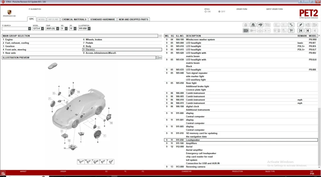 Porsche PET2 PTKA Electronic Parts Catalog Offline