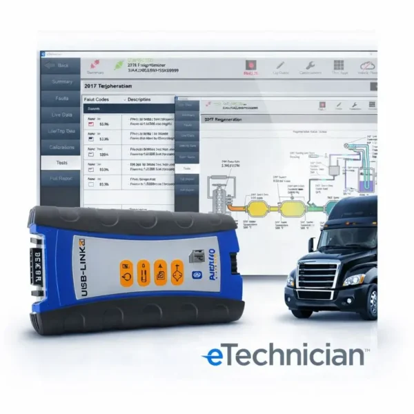 NEXIQ USB-LINK 2 diagnostic interface with eTechnician software for heavy duty truck diagnostics