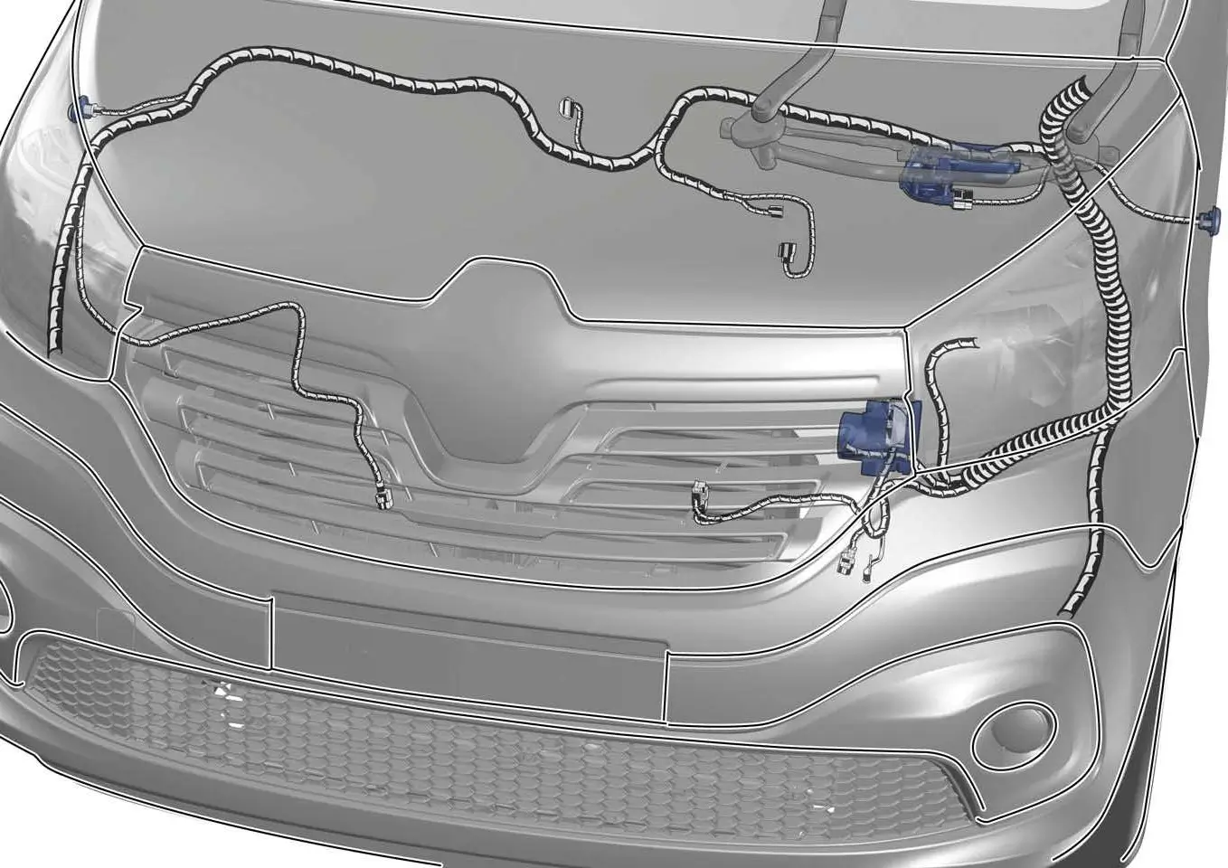 Renault Trafic III electrical manual illustration of rear wiring and components