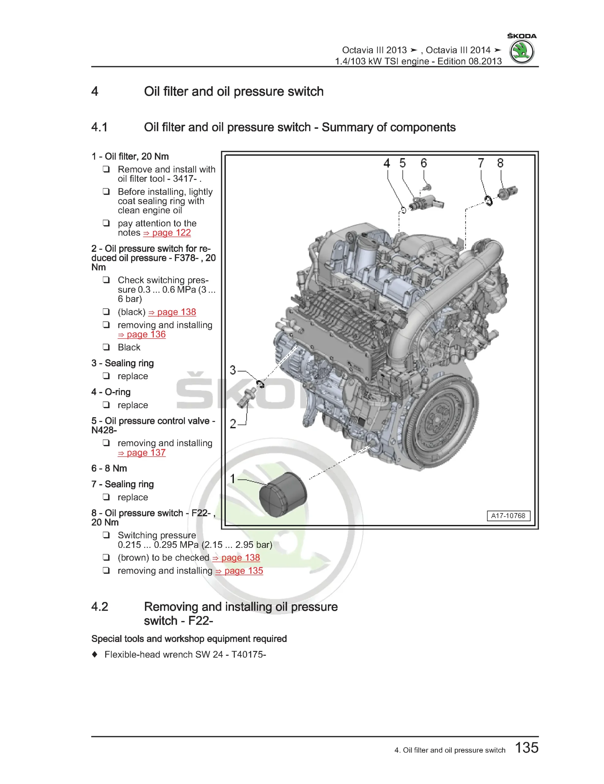 Illustrated cooling-system diagram showing fan shroud, radiator fan, and O-ring components of the 1.4 TSI CHPA engine