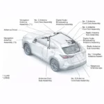 Lexus NX350h hybrid antenna and wiring layout showing roof-mounted modules and cable routing