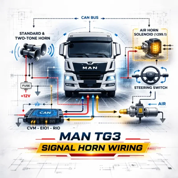 MAN TG3 signal horn wiring diagram air horn solenoid steering switch CAN schematic