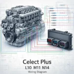 Cummins Celect Plus L10 M11 N14 wiring diagram ECM pinout injector sensor fault codes schematic