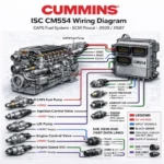 Cummins ISC CM554 CAPS wiring diagram ECM pinout fuel pump sensors injector control infographic schematic