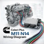 Cummins Industrial Celect Plus M11 N14 wiring diagram ECM pinout injector sensor J1939 schematic