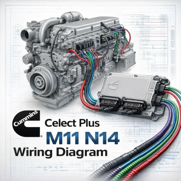 Cummins Industrial Celect Plus M11 N14 wiring diagram ECM pinout injector sensor J1939 schematic