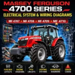 Massey Ferguson 4700 series electrical system and wiring diagrams manual cover with agricultural tractor and blueprint electrical schematic background