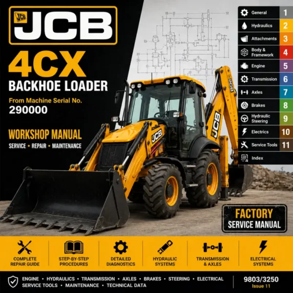 JCB 4CX backhoe loader workshop manual engine hydraulics transmission repair guide
