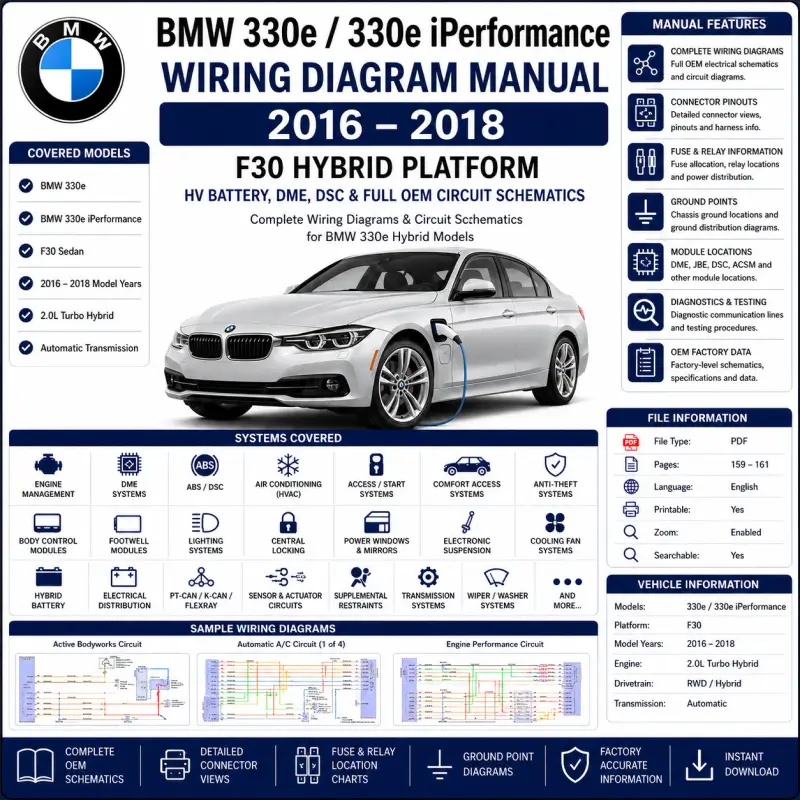 bmw-330e-f30-2016-2018-wiring-diagram-manual-pdf BMW 330e F30 2016-2018 wiring diagram manual PDF for 2.0L turbo hybrid electrical circuits and high-voltage system wiring