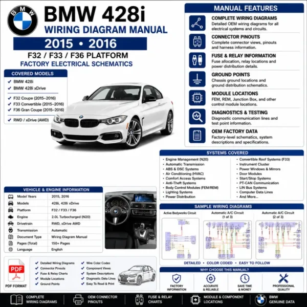 BMW 428i F32 F33 F36 wiring diagram manual PT CAN FEM electrical schematics