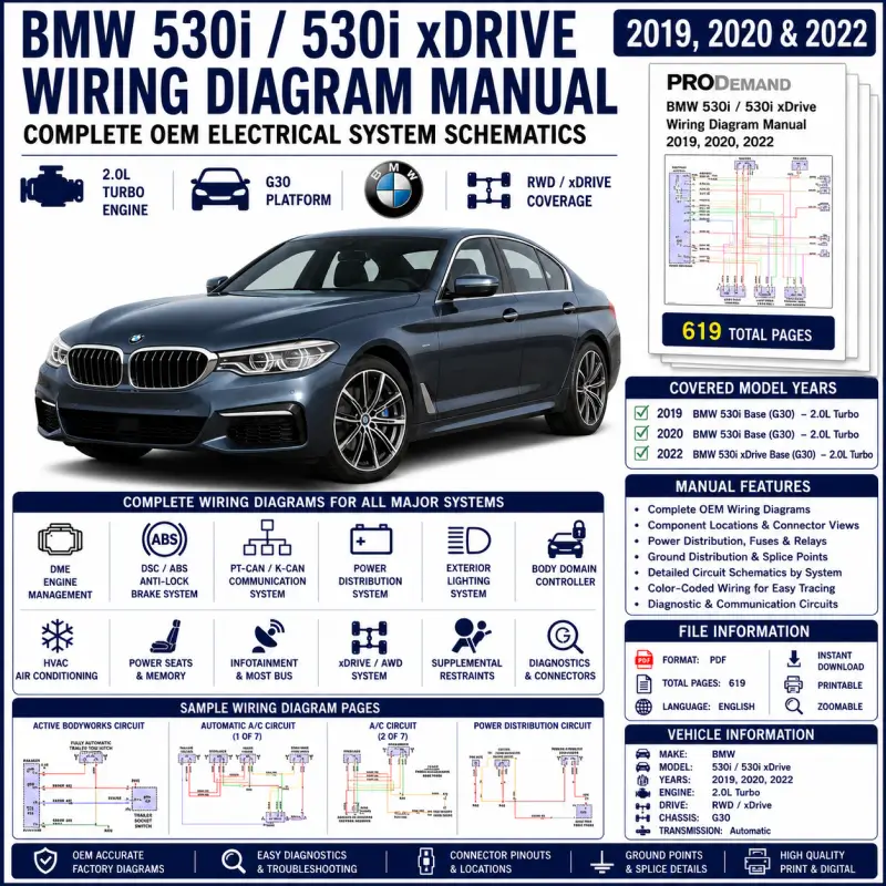 bmw-530i-530i-xdrive-g30-2019-2022-wiring-diagram-manual BMW 530i / 530i xDrive Wiring Diagram Manual 2019, 2020 & 2022 – G30 Electrical System, PT-CAN, DME, DSC, xDrive & Full OEM Circuit Schematics - Image 1