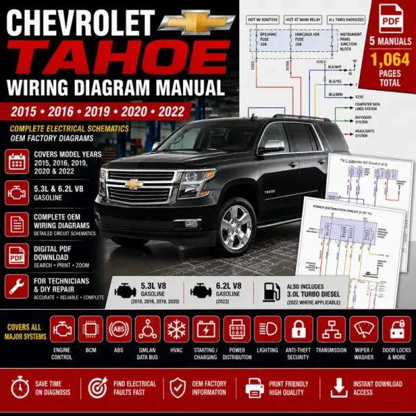 Chevrolet Tahoe 2015–2022 wiring diagram manual and electrical schematics