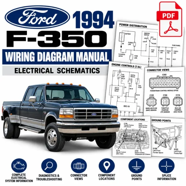 1994 Ford F-350 wiring diagram manual electrical schematics PDF
