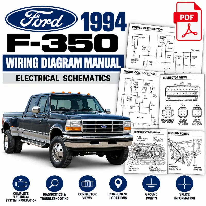 1994 Ford F-350 Wiring Diagram Manual 1994 Ford F-350 wiring diagram manual electrical schematics PDF