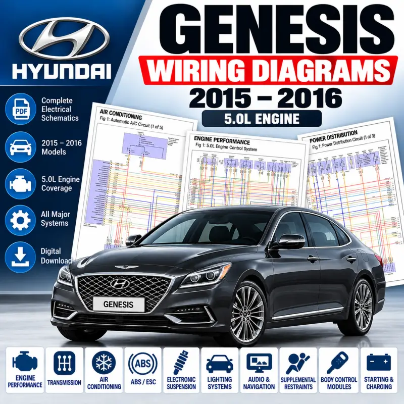 Hyundai Genesis Wiring Diagram Manual 2015-2016 Hyundai Genesis wiring diagram manual 2015 2016 5.0L electrical schematics
